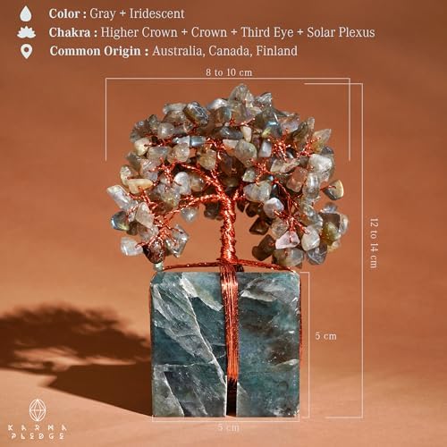 KARMAPLEDGE Chakra Tree of Life for Unique Gifts for Mom, Dad, Home and Office Decor, Handmade Labradorite Healing