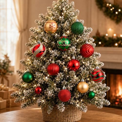 SHareconn 66Pcs Christmas Tree Decorations, Christmas Tree Ornaments Set