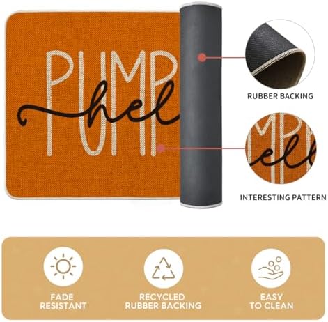 Artoid Mode Orange Hello Pumpkin Fall Kitchen Mats Set of 2-17x29+17x59