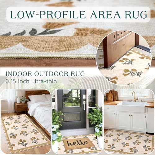 Floral Outdoor Rug, 28"x43" Front Door Mat Indoor Outside Entrance