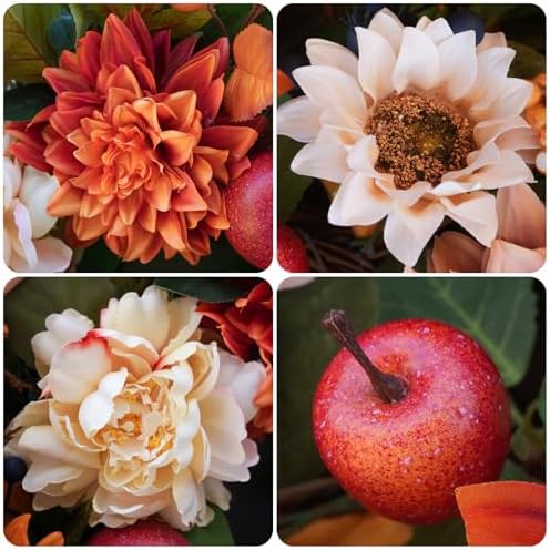 24 Inch Fall Wreaths for Front Door, Apple Wreath Artificial Autumn Wreath