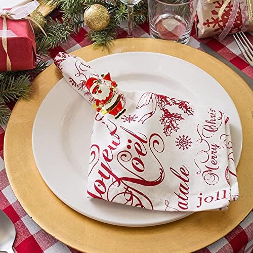 wonlex Xmas Napkin Rings Set of 6, Father Chirstmas Napkin Ring for Wedding, Thanksgiving Day, Family Gatherings, Birthday and Dinner Party (Santa Claus)