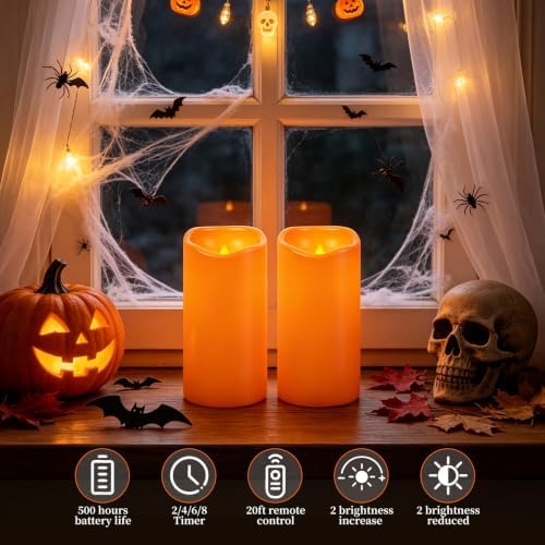 Amagic 3"x6" Flameless Candles, Waterproof LED Pillar Candles, Set of 2