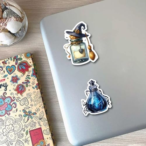 30PCS Halloween Potion Bottle Stickers Pack – Cute Witchy Magic Spell Jar Vinyl Stickers for Water Bottles, Laptops, Scrapbooks, Journals, Kids and Adults
