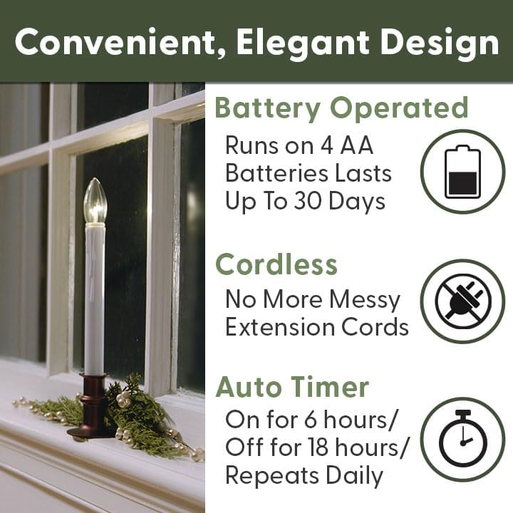 612 Vermont Ultra Bright Battery Operated LED Window Candles Antique Bronze
