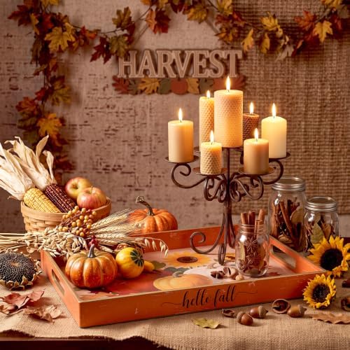 Fall Serving Tray with Handles, Acrylic Rectangular Party Platter