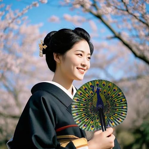 10 Pcs Peacock Paper Fans