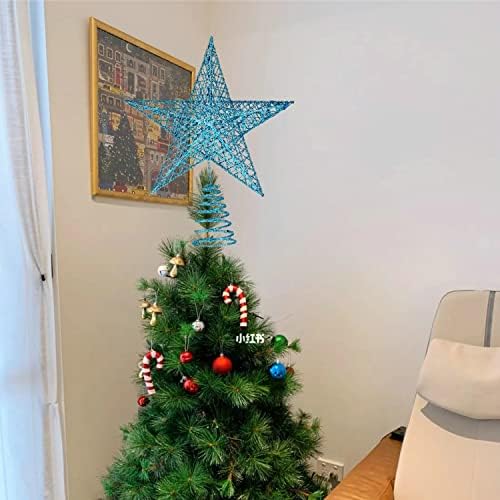 BinaryABC Iron Christmas Tree Star Topper,20cm Glittering Tree Topper