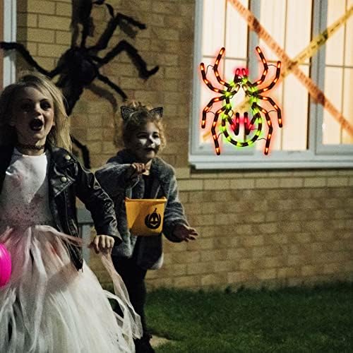 LAMPHOME 12.8'' Halloween Decorations Window Silhouette Holiday Displays, Lighted Spider for Party Home Indoor Tabletop Halloween Ornamet (Halloween Spider)