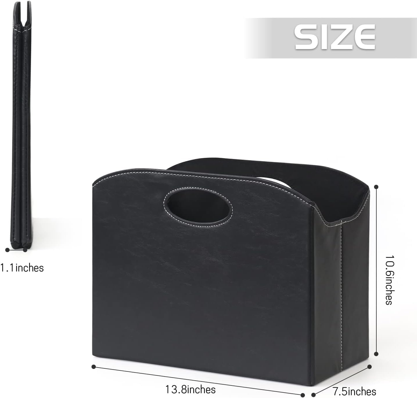 EZDeco Magazine Holder Foldable Magazine Rack Floor PU Leather File Holder Newspaper Book Storage Magazine Basket