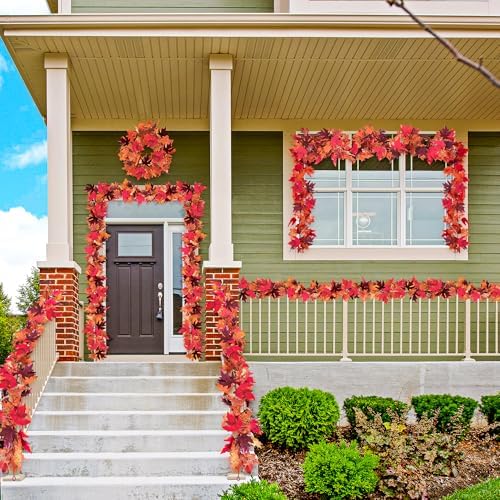 2Pack 11.8FT Fall Maple Leaf Garland for Mantle Thanksgiving Decorations