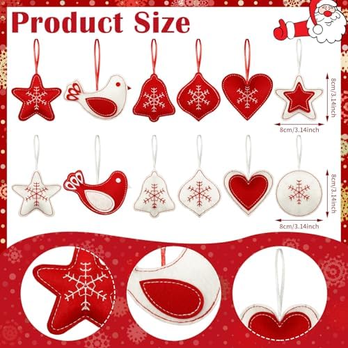 Smoothnovelty 12 Christmas Felt Ornaments 3D Snowflake Hanging Tree Decor
