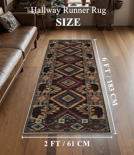 YIHOUSE Washable Western Cabin Runner Rug 2x6 Hallway