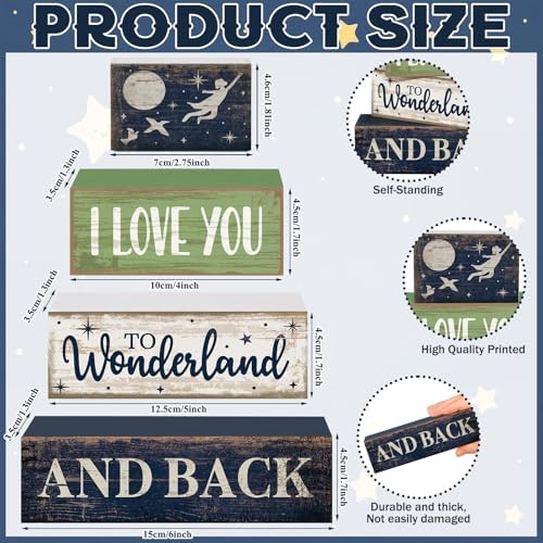 Lineshading 4 Pcs Wooden Farmhouse Block Signs Tiered Tray Decor, Newborn