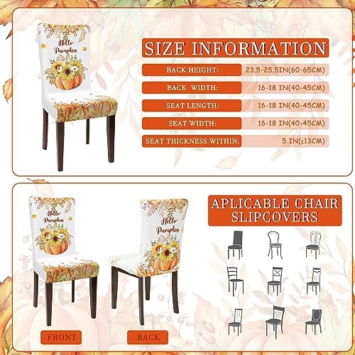 Preboun 6 Fall Chair Covers Thanksgiving Pumpkin Dining Protector