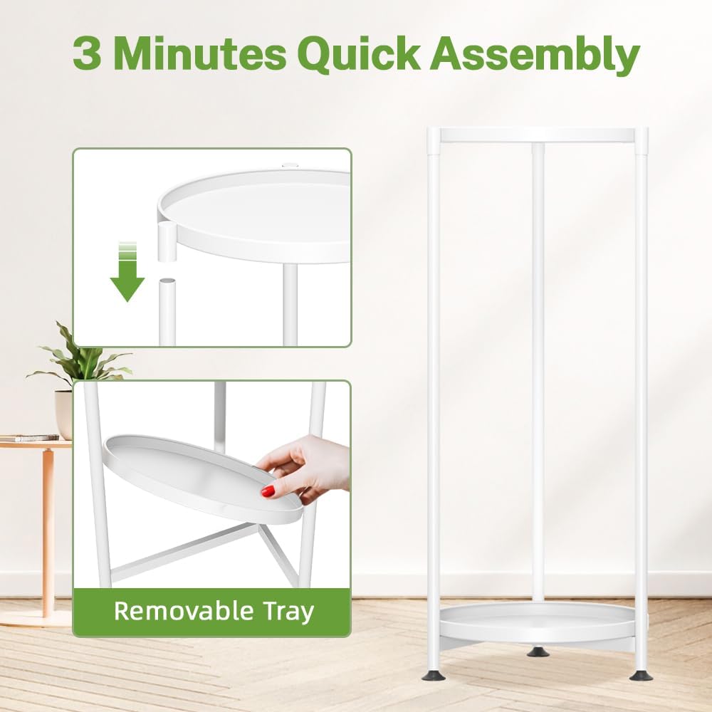 iDavosic.ly 2 Tier Metal Corner Plant Stand Indoor Outdoor, 29'' Tall White | Vertical Flower Display Holder for 11''