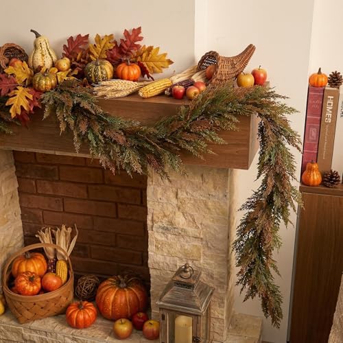 Valery Madelyn 9ft Artificial Norfolk Pine Fall Garland for Mantle
