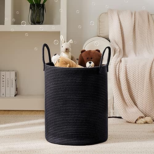 YOUDENOVA Woven Rope Laundry Hamper Basket, 58L Blanket Basket for Nursery