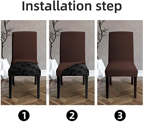 Chair Covers for Dining Room - Stretch Chair Slipcovers for Decorative Seat Protector Armless Removable Washable Elastic Dinner Universal Spandex Solid Chair Slip Covers Set (Dark Brown,6)