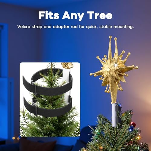 DG-Direct Christmas Tree Topper with Wide Coverage Light, Starlight Gold