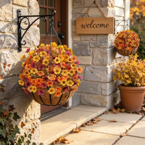 Alupssuc 4Pcs Artificial Fall Ball Flowers for Outdoors, Fake Plants