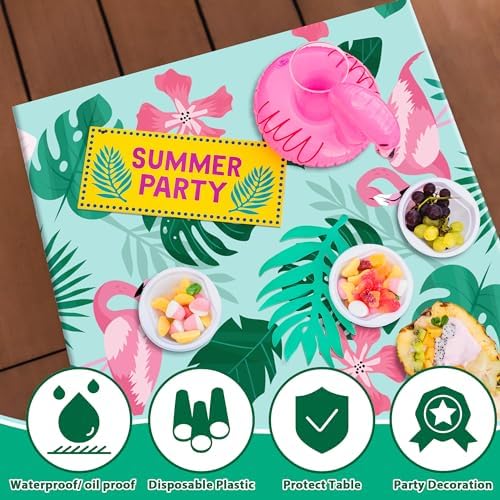OHOME Luau Party Decorations - Plastic Tablecloth for Tropical Party Decorations | Love Island Hawaiian Themed Palm Leaves Summer Beach Favors Supplies,2 Pack