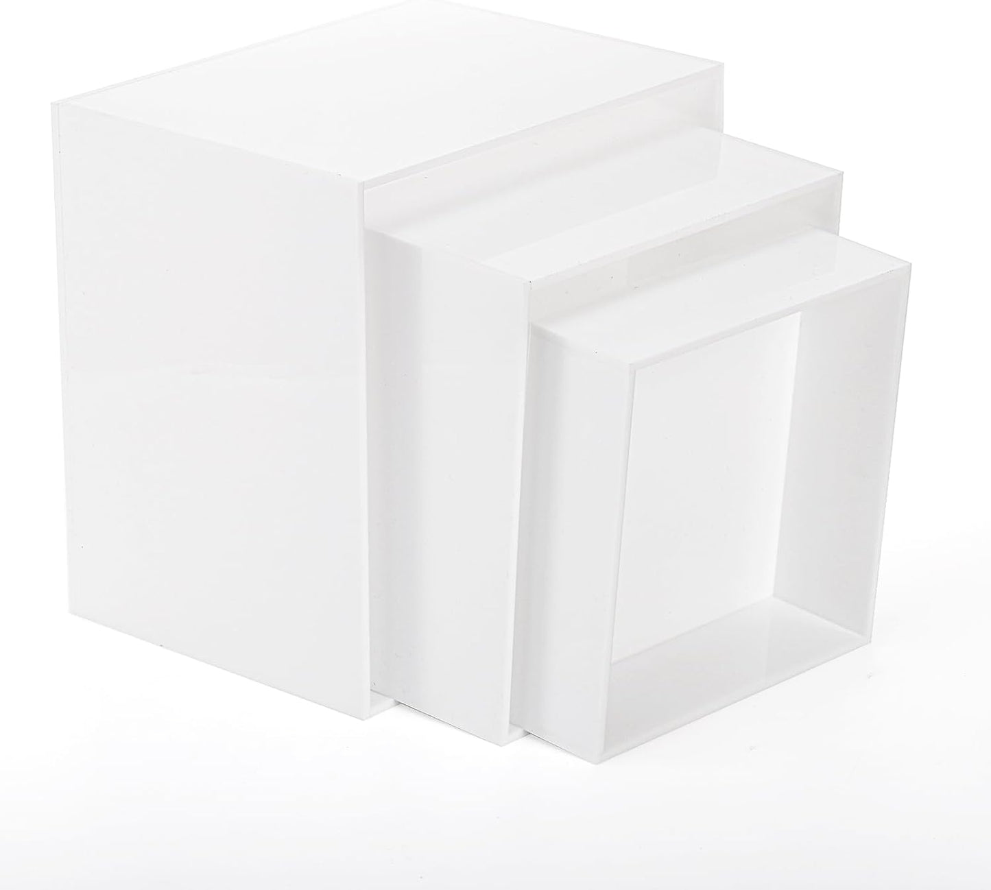 6/7/ Small Glossy Buffet Riser Food Display Stand / White / 8 Inch / Set of 3