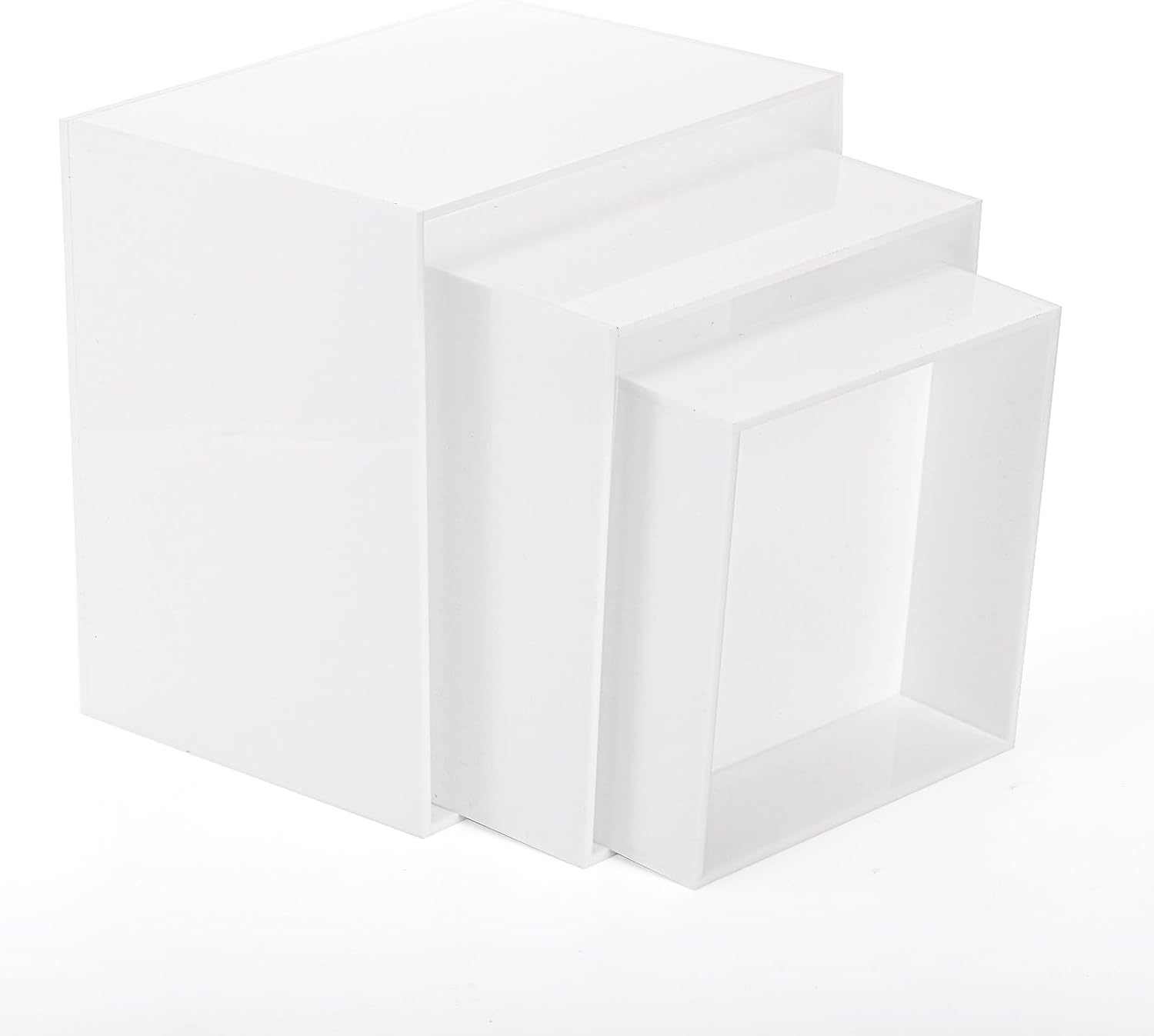 6/7/ Small Glossy Buffet Riser Food Display Stand / White / 8 Inch / Set of 3