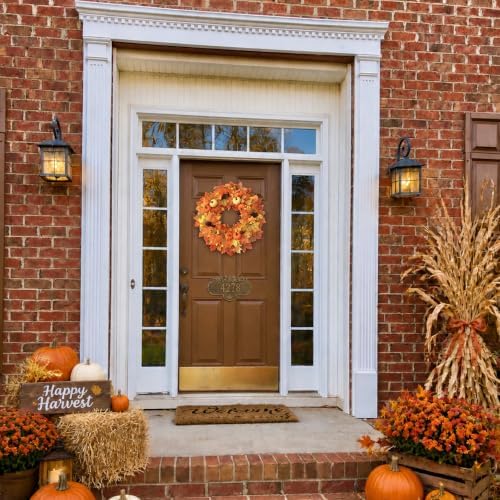 Wironlst 22 Inch Fall Wreaths for Front Door with Artificial Maple Leaf
