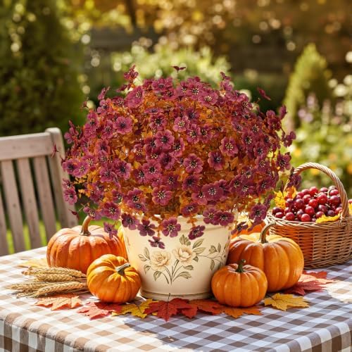 Alupssuc 24 Bundles Artificial Fall Flowers, UV Resistant Faux Mums Porch