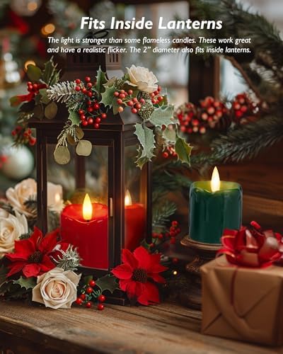 Homemory 2"x 2" Red & Green 6 Hour Timer Flameless Votive Candles, 6 Pack