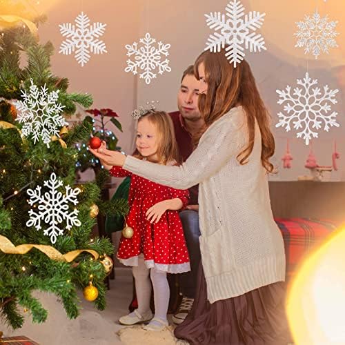 Sumind 8 Pcs 8 Pcs Large Snowflakes Hanging Decorations 12”, Silver