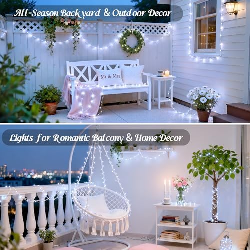 JMEXSUSS 66ft 200 LED White Christmas String Lights Indoor Outdoor Plug in