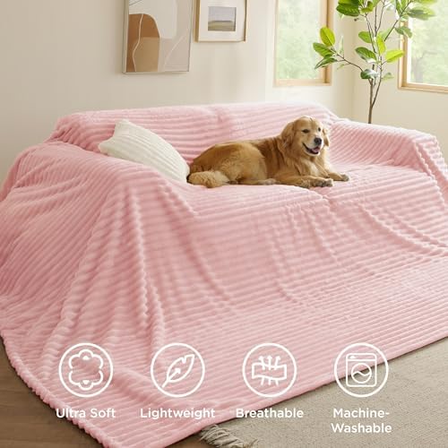 Bedsure Soft Large Fleece Blanket for Bed Coral Pink 120"x120"