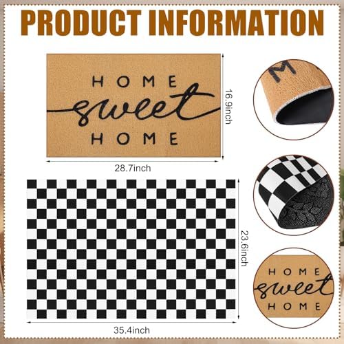 Tinideya 2 Pcs Home Sweet Home Layered Mat for Front Door