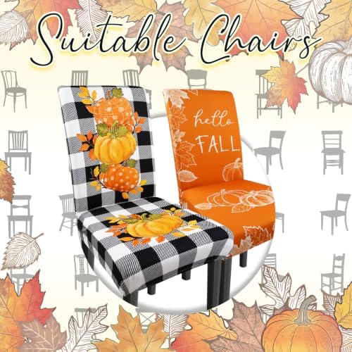 Fall Chair Covers Set of 6 Pumpkin Chair Back Covers Fall Dining Chair Covers for Party Kitchen Decorations