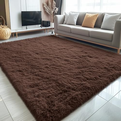 OLANLY 5x7 Machine Washable Large Area Rugs for Living Room, Bedroom, Soft Fluffy Shaggy Bedside Rug, Indoor Floor