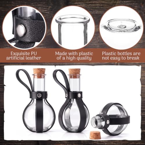 Baderke 6 Set 3oz Plastic Potion Bottle with Cork Stopper, Black