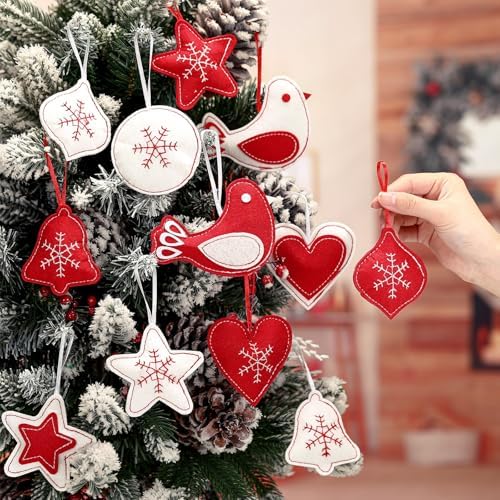 Smoothnovelty 12 Christmas Felt Ornaments 3D Snowflake Hanging Tree Decor