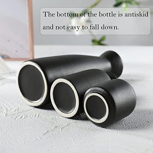 Black Ceramic vase Set-3 Small Flower vases for Decor / 3set-black