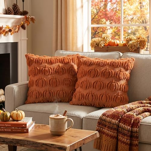 AVOIN colorlife Caramel Fall Pumpkin Throw Pillow Covers 18x18 Inch