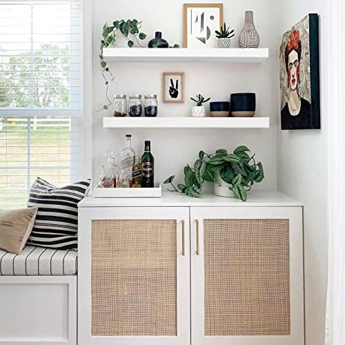 QEEIG Long Floating Shelves for Wall (White, Set of 2, 35.4")
