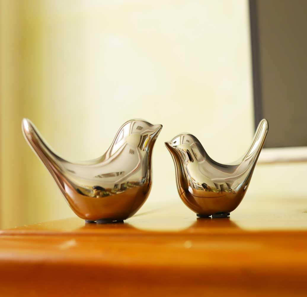 Modern Fall Shelf Home Decor Accents for Living / Silver / S&M / Set of 2