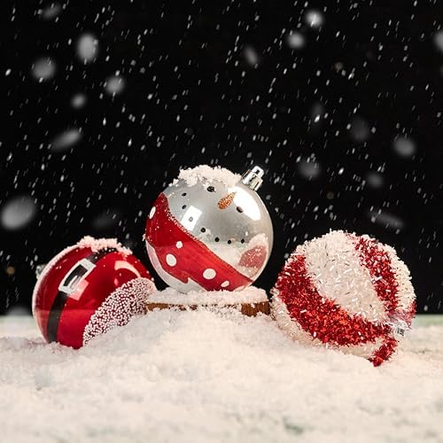 JORNOY 12CT 3.12-Inch Christmas Balls Ornaments for Tree, Red & White