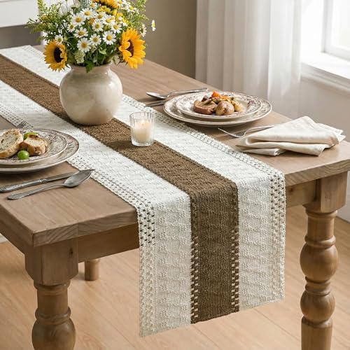 Artoid Mode Coffee Farmhouse Rustic Table Runner 12x48 Inch