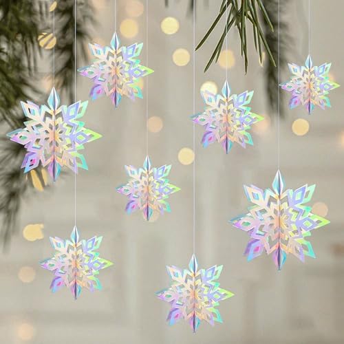 Iridescent Paper Snowflake Christmas Decoration for Trees Ceiling