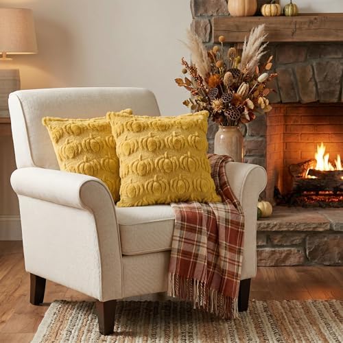 AVOIN colorlife Yellow Fall Pumpkin Throw Pillow Covers 20x20 Inch