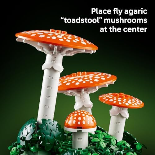 LEGO Botanicals Woodland Mushrooms - Building Set for Adults, Ages 18+ - Mushroom Decor for Home Office or Desk - Gifts