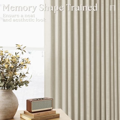 Extra Wide Pinch Pleat 100 x 90 Inch Linen Semi Sheer Curtains 1 Panel