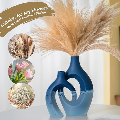 Lvases Snuggle Hollow Ceramic Vase of 2, Modern Minimalist Decorative Vases